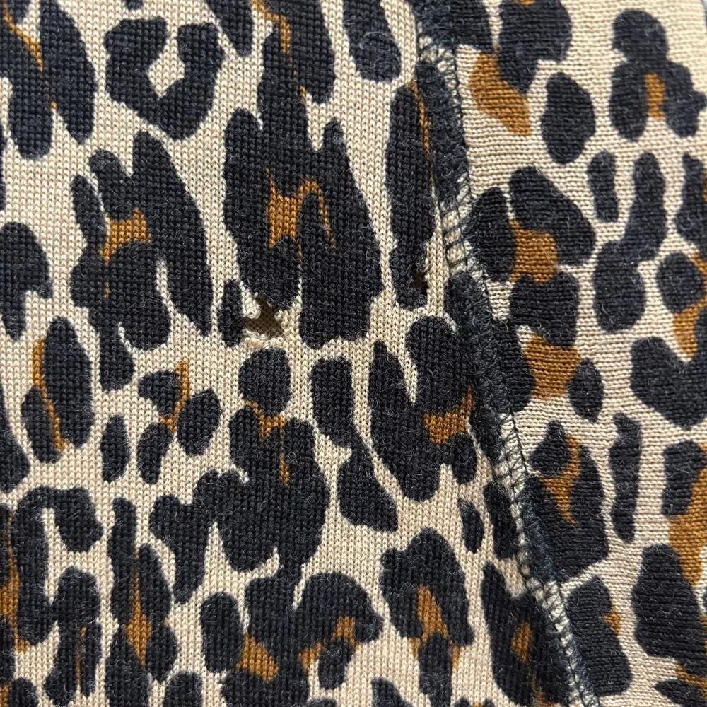 Tory Burch Merino Wool Leopard Print Cardigan Black Brown - Size: Large